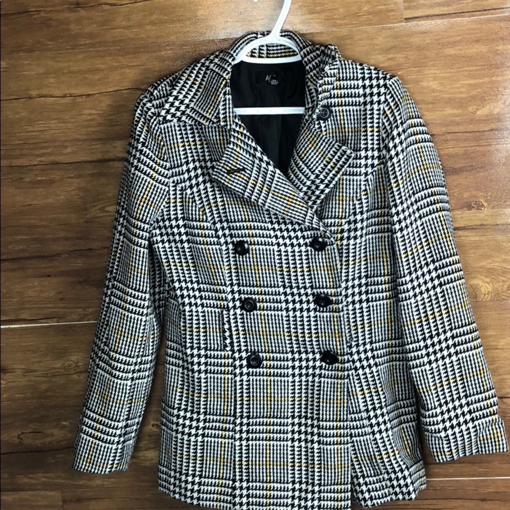 AGB vintage plaid women’s wool blended Trench coat size:8